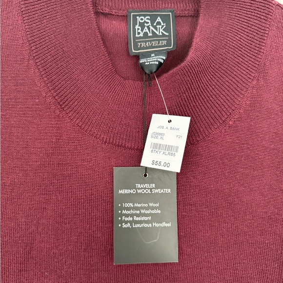 Jos. A. Bank Red Crewneck Sweater Classic Knit - Picture 2 of 4
